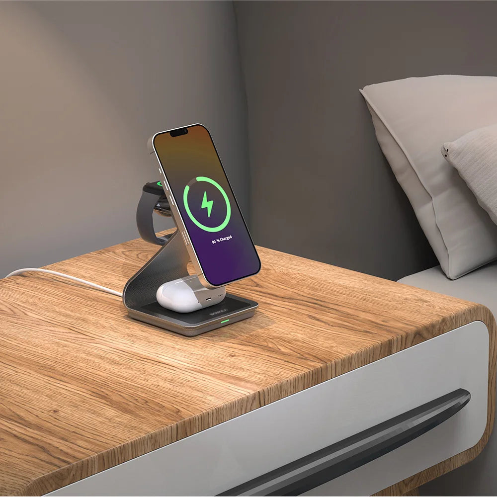 Bonola 3-in-1 Magnetic Charging Station for iPhone, Apple Watch & AirPods